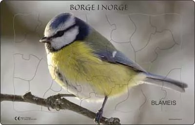 Puslespill – Blåmeis 25 brikker – Norske dyr