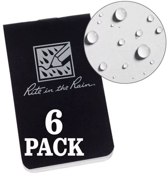 Allvær On-The-Go Mini-notatbok – Heftet (OTG771) Svart, 6-pakning