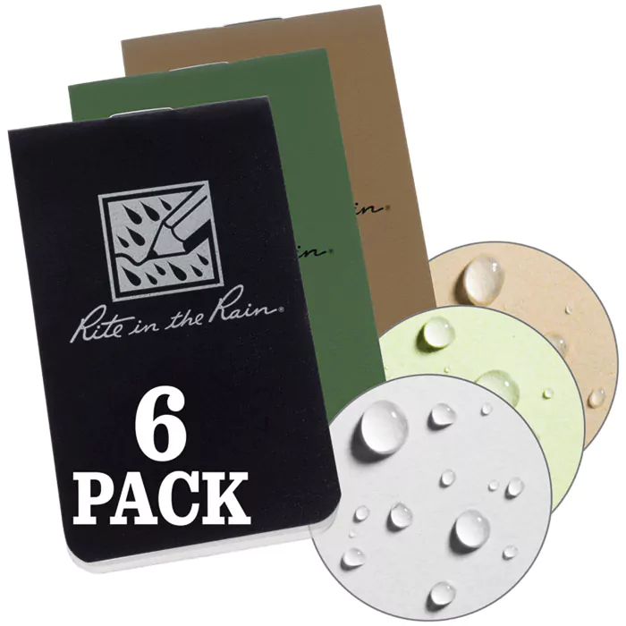 Allvær On-The-Go Mini-notatbok – Heftet (OTG-TAC) 2xSvart, 2xGrønn og 2xBeige, 6-pakning - Image 2